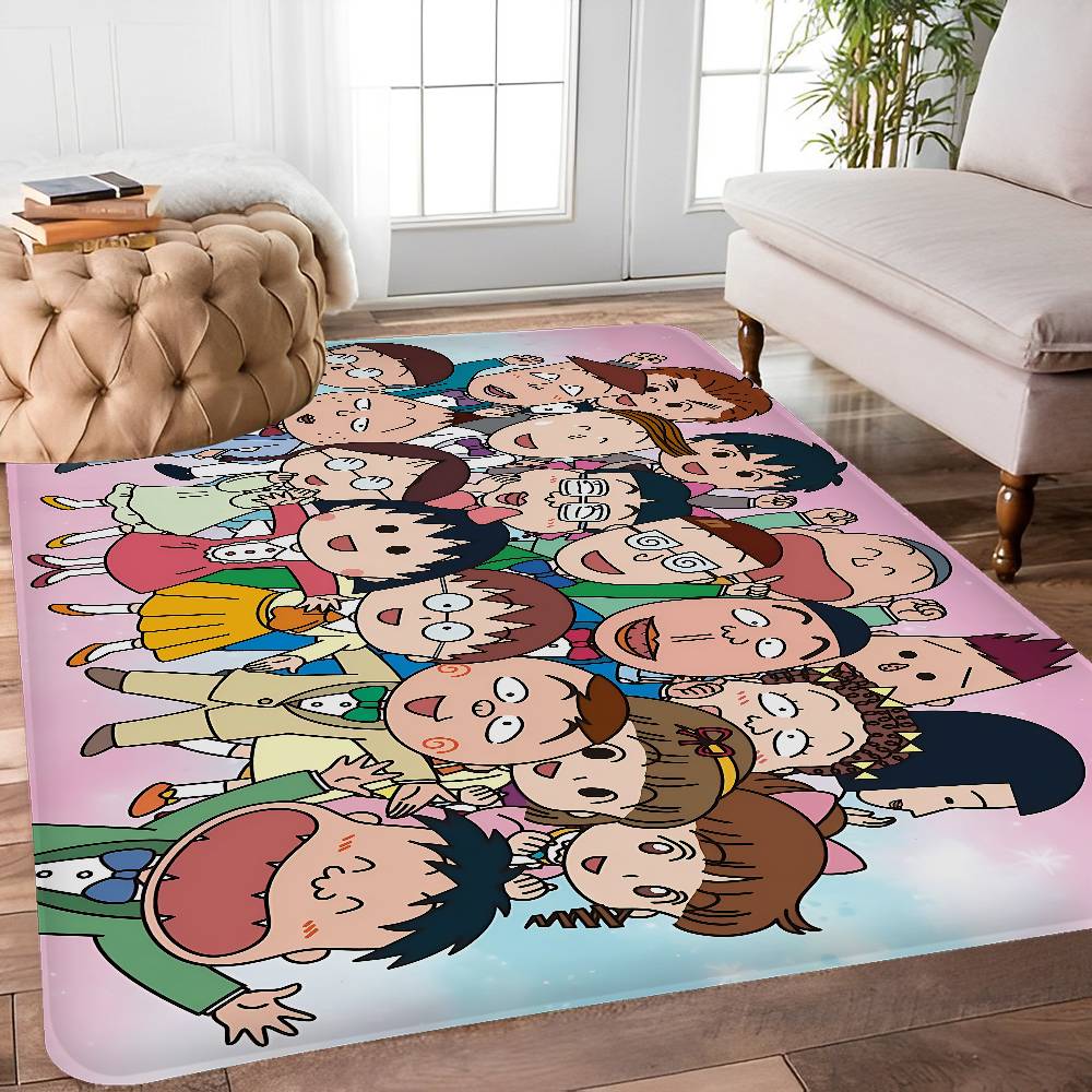 Catoon Chibi Maruko Chan Room Mats Anti-slip Absorb Water Long Strip Cushion Bedroon Mat Household Carpets
