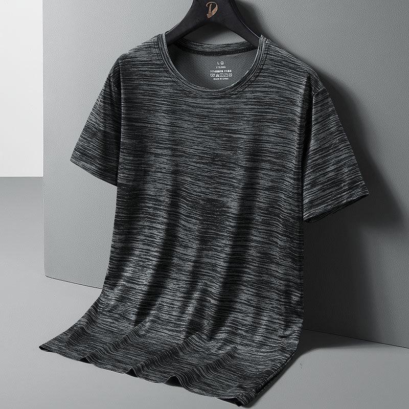 Мужская летняя футболка с рисунком бамбука, быстросохнущая, из ледяного шелка, размеры M-8XL, короткий рукав, круглый вырез
