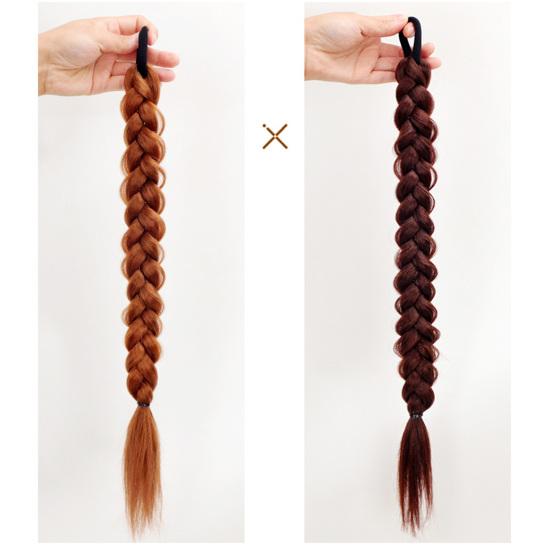 Женский длинный плетеный хвост с резинкой для волос, милый натуральный пушистый прямой хвост для девочек, синтетический хвостик