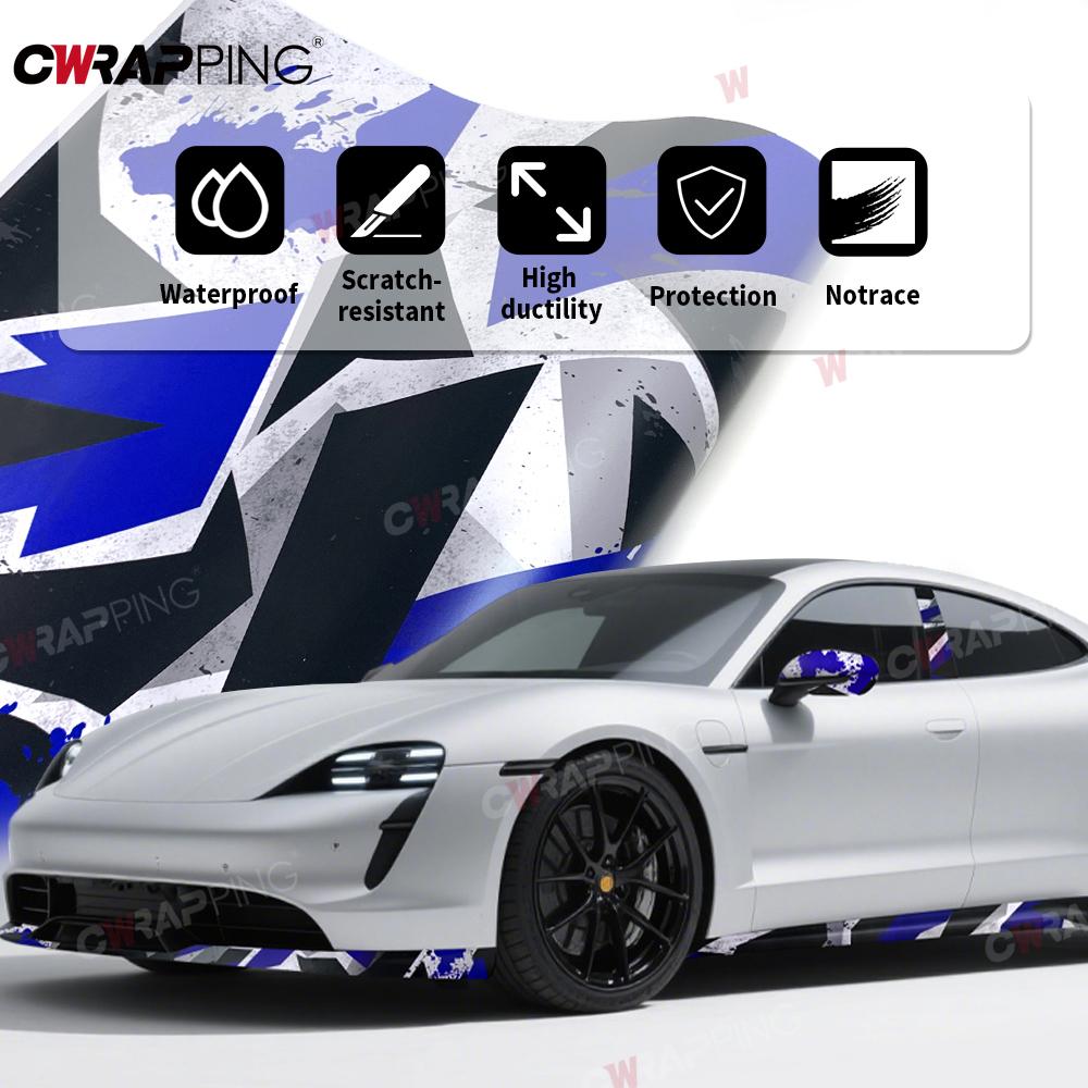 Автомобильные наклейки Камуфляжная виниловая наклейка для оклейки автомобилей Полное покрытие кузова Геометрия Мотоциклетные аксессуары Виниловая пленка с эффектом брызг краски