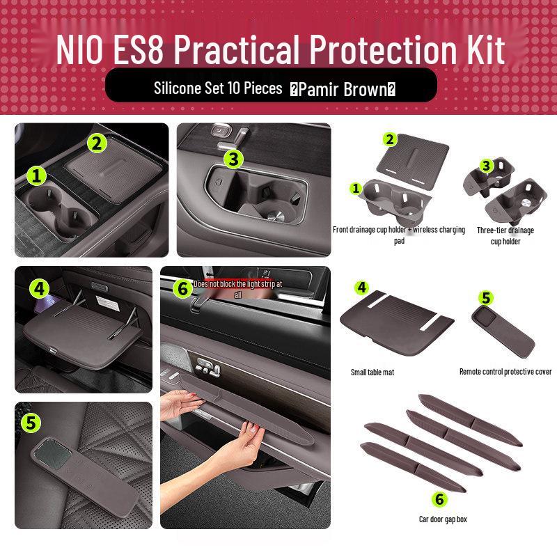 Nio ES8 Console Silicone Pad & Storage Box Set - Fits 26 Model Accessories for Interior Decoration.