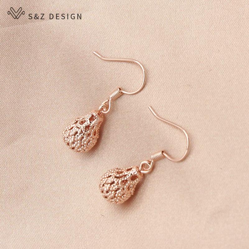 Элегантные модные винтажные богемные полые серьги цвета розового золота для женщин, ювелирные изделия, подарок для девочек