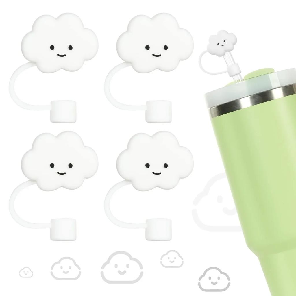 Straw Covers Cute Cloud Shape Suction Tube Cover Silicone Straw Tips Covers Reusable Straw Protectors Party Drinks Tube Dust Cap
