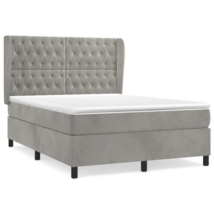 Maison Exclusive - Sommier à lattes de lit et matelas Gris clair 140x190cm Velours