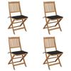 VidaXL Set of 4 Folding Garden Chairs with Cushions, Patio Seats, Dining Chairs, Patio Furniture 3064678