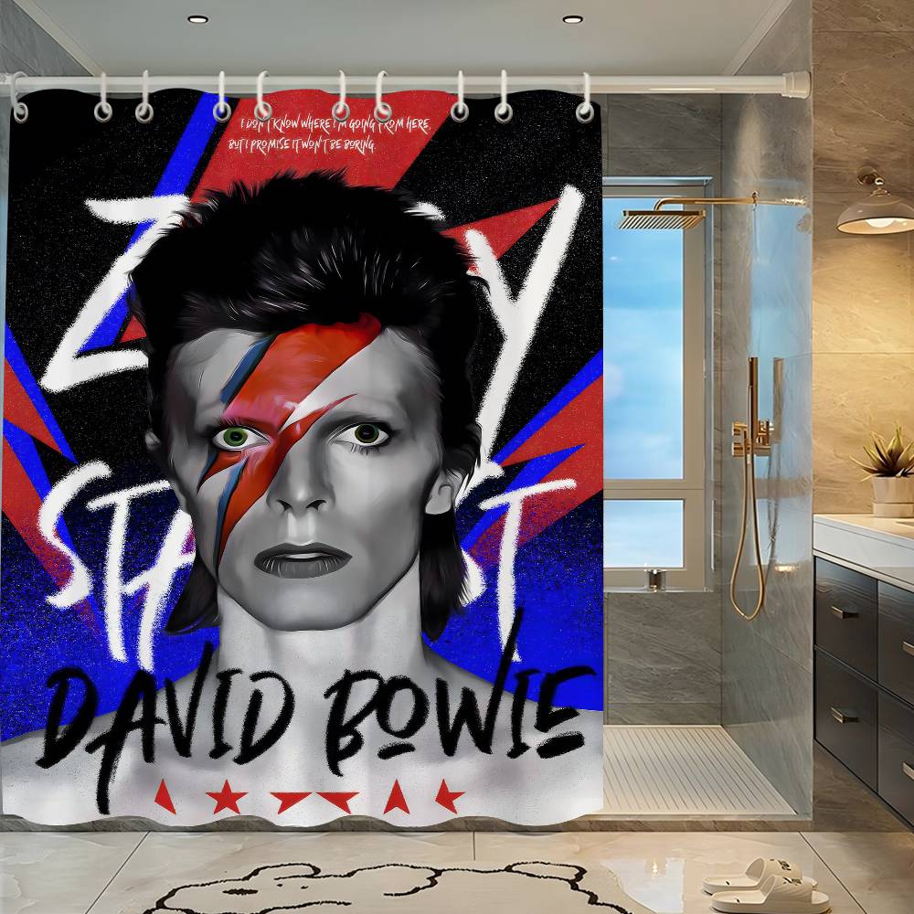 British Rock Singer D-David_B-Bowie Funny And Creative Beach Shower Curtain Waterproof Polyester Bath Curtains For Bathroom