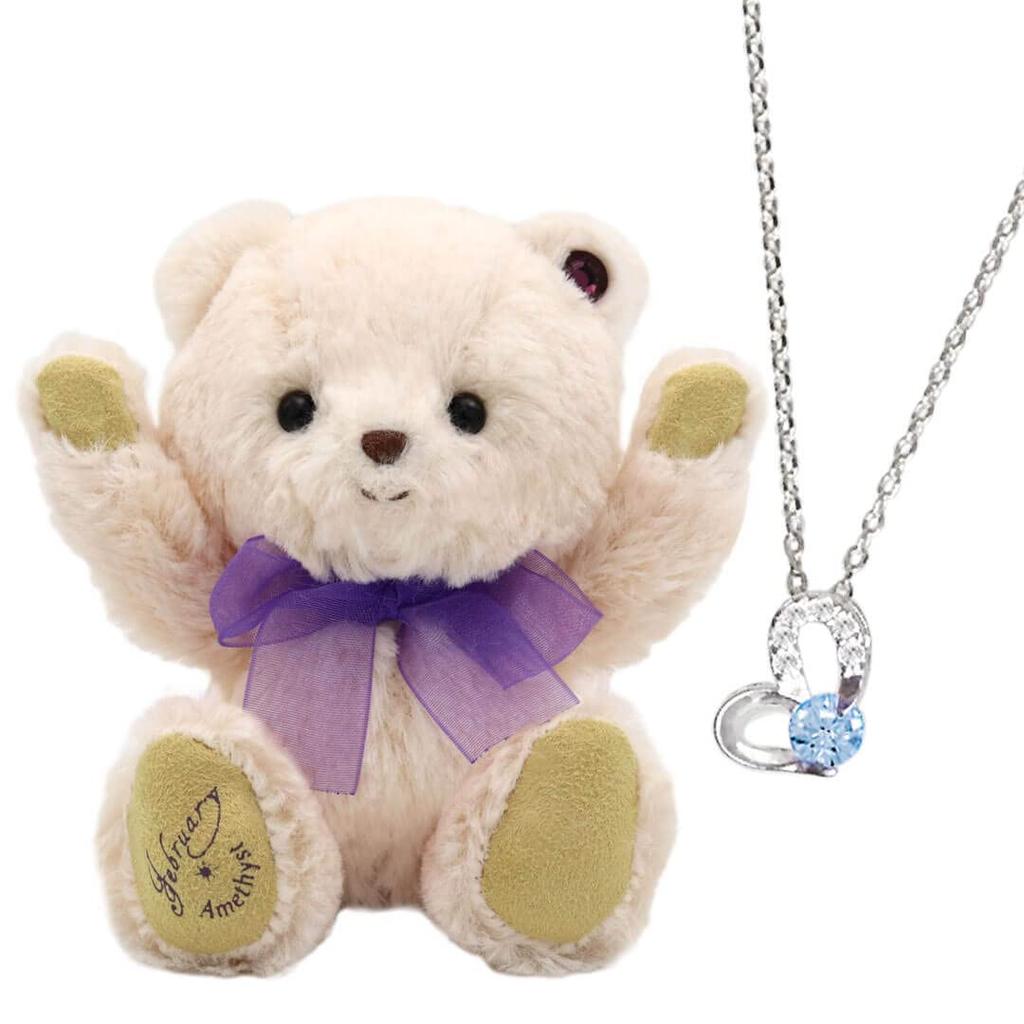 Petit Luu Tete Bear Heart February & Necklace, 4S, 12cm, (Normal)