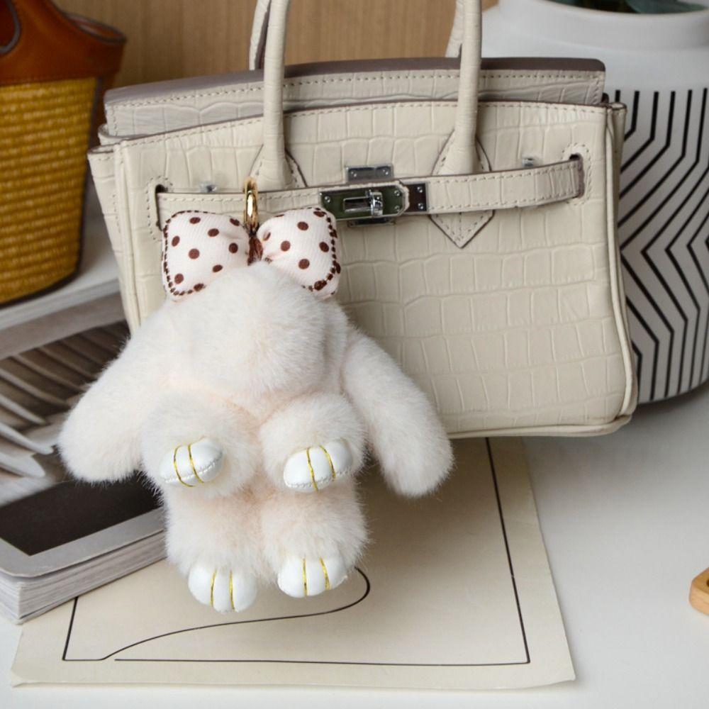 Lovely Play Dead Rabbit Doll Fashion Rabbit Fur Keychain Pluff Bunny Keychain  Girlfriend