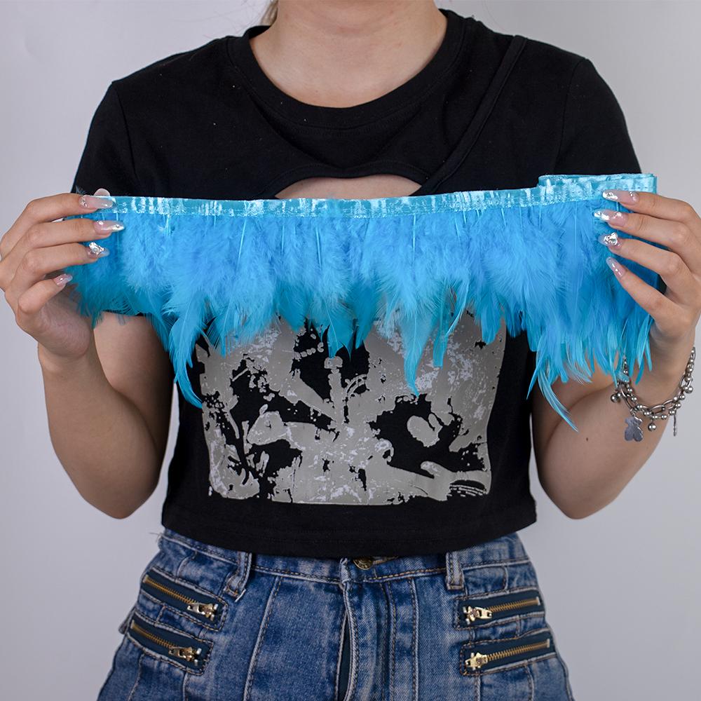 Feather1Meter Pheasant Feathers Trim Fringe 4-6 Inch Nature Rooster Feather Ribbon for Carnival Party Clothing Sewing Plumes Decoration