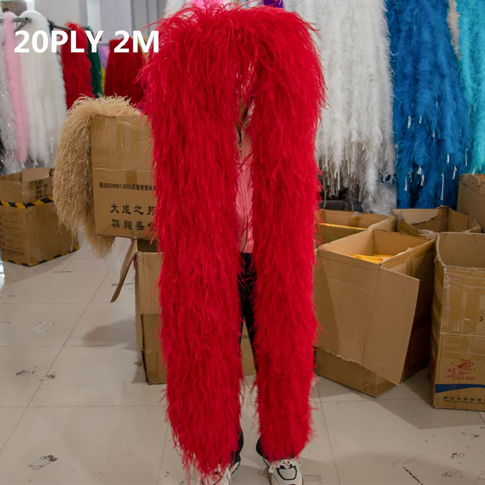 DIY 1 3 6 10 20Ply Natural Ostrich Feathers Boa 2 Meter Fluffy Ostrich feather Shawl for Wedding Party Dress Sewing Decoration Scarf