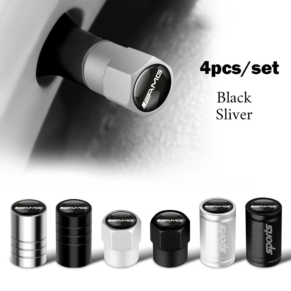 CQY1 4pcs Metal Car Wheel Tire Valve Caps Stem Cover For AMG W140 W168 W169 W176 W177 GLS GLB EQC CLS SLK A200 GLK CLK A260 GLC CLG
