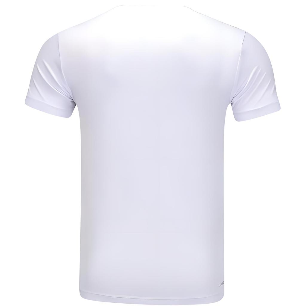 Футболка с круглым вырезом и принтом по всей поверхности с логотипом Li Ning, рубашка для бадминтона с короткими рукавами, топы унисекс белого цвета AAYU145-2
