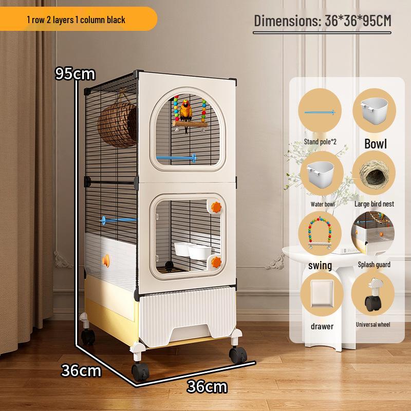 Большая клетка для попугаев Hao Lei De Zhu с защитой от брызг для кореллы, волнистого попугайчика, неразлучника, солнечной конуры