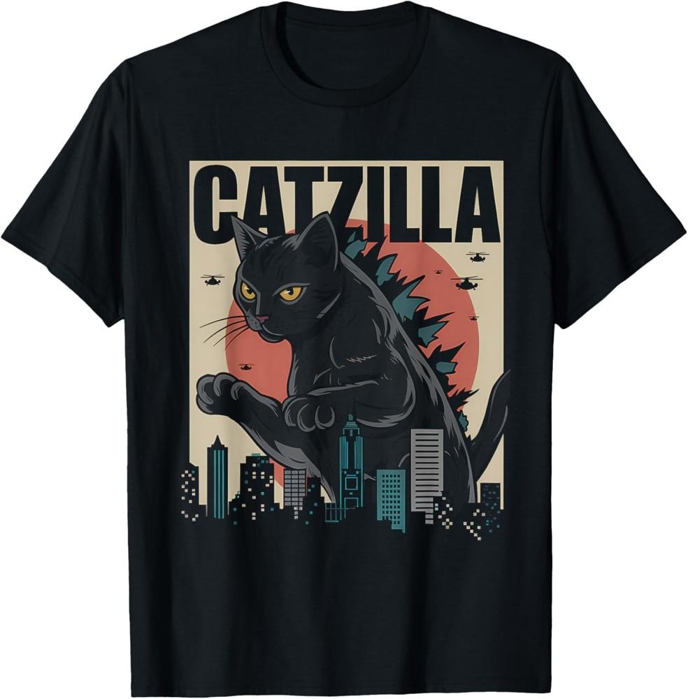 Винтажная футболка Catzilla - Забавная футболка с котенком и кошкой, унисекс