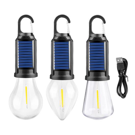 1/2/3Pcs Solar Camping Light 3 Modes Adjustable Waterproof USB Rechargeable Super Bright Outdoor Hiking Tent Hanging Bulb Lamp Emergency Lantern