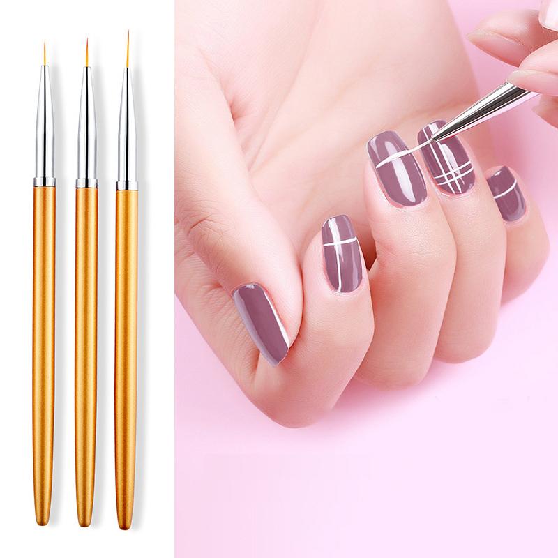3 шт. Кисти для дизайна ногтей, лайнер, французская полоска, 3D кончики, линии, полоски, ручка для рисования своими руками, кисти для УФ-геля, кисти для рисования, маникюр, наборы инструментов для ногтей