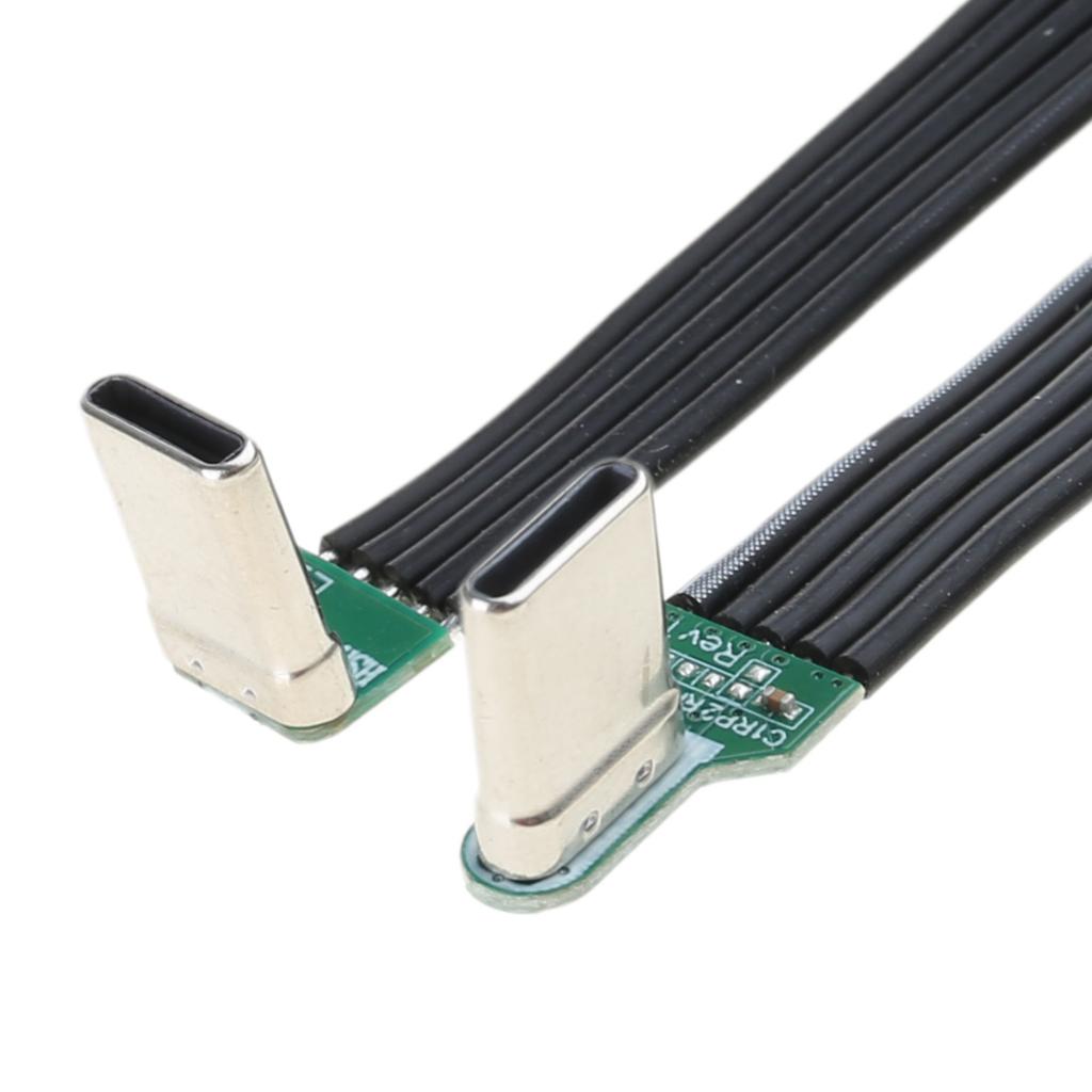 Гибкий кабель Type C - Type C плоский силиконовый мягкий провод с левым и правым угловыми разъемами, 8 вариантов длины для камер и электроники