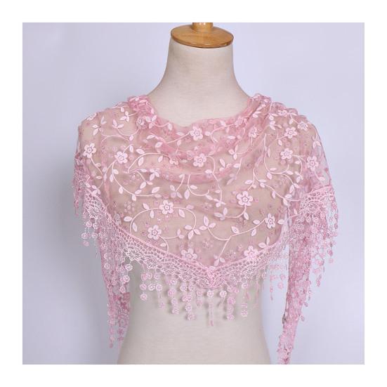 Stylish Flower Pattern Decorative Solid Color Summer Women Lace Elegant Shawl Daily Wear Scarf