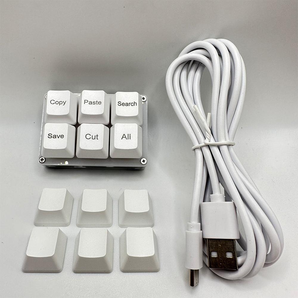 6Keys Copy Paste Search Save Cut Keyboard One Handed OSU Keypad Programmable Mechanical Shortcut Macro Keyboard for Working Game