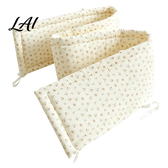 Breathable Cotton Crib Liner Bumper Pad for Newborns Anti-collision Fixed Quilting Stable Toddlers Bed Liner Easy Install Soft Protective
