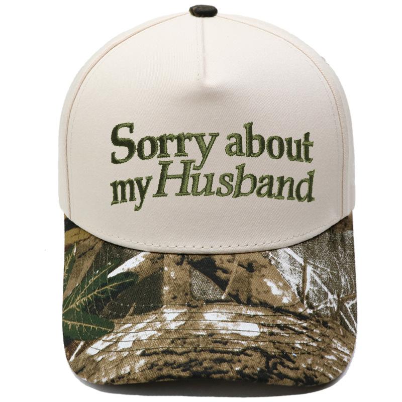 Sorry about my Husband Truck Driver Cap Embroidery Color Matching Baseball Cap Men's and Women's Casual Cap