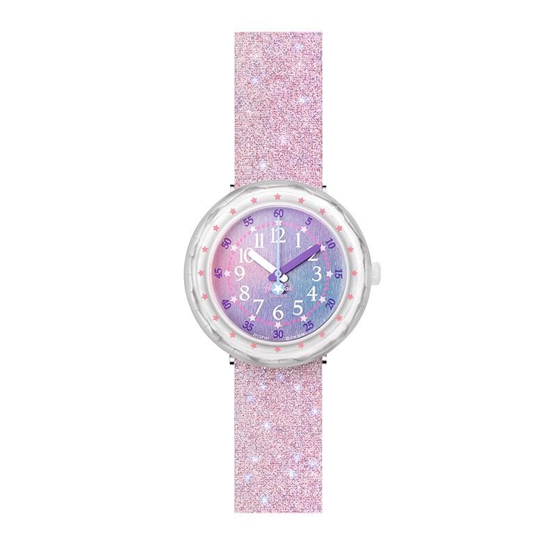 Swatch Flik Flak Детские кварцевые часы Мягко-фиолетовая Звездная ночь