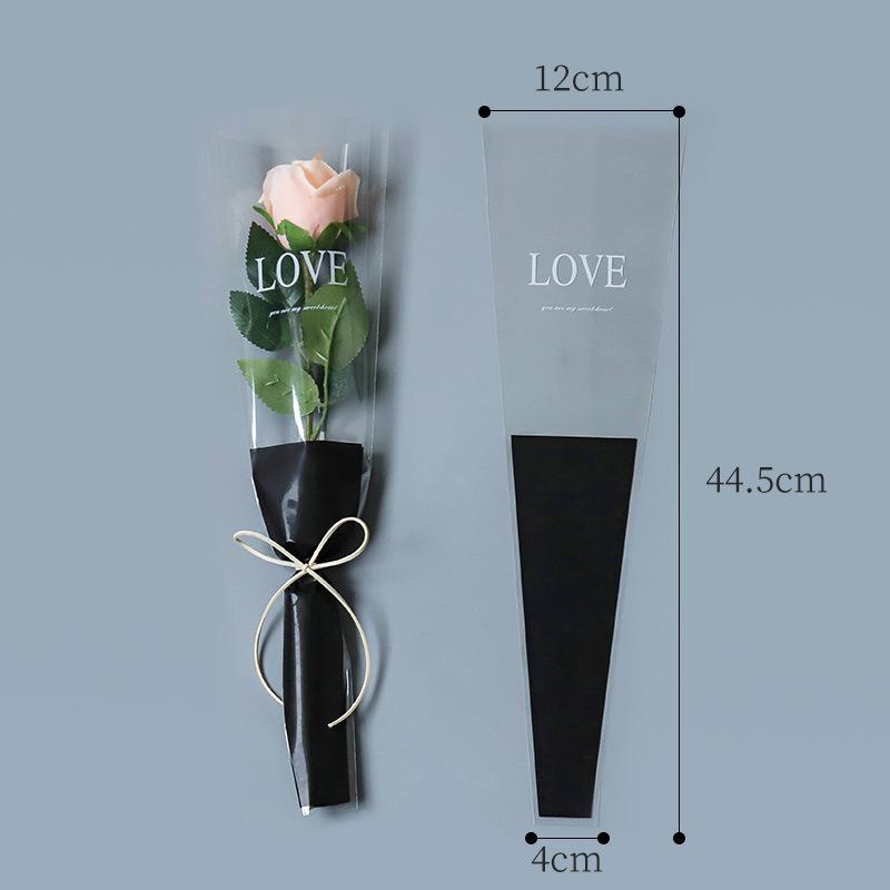 Valentine's Day Transparent Waterproof Flower Bag for Single Bouquet