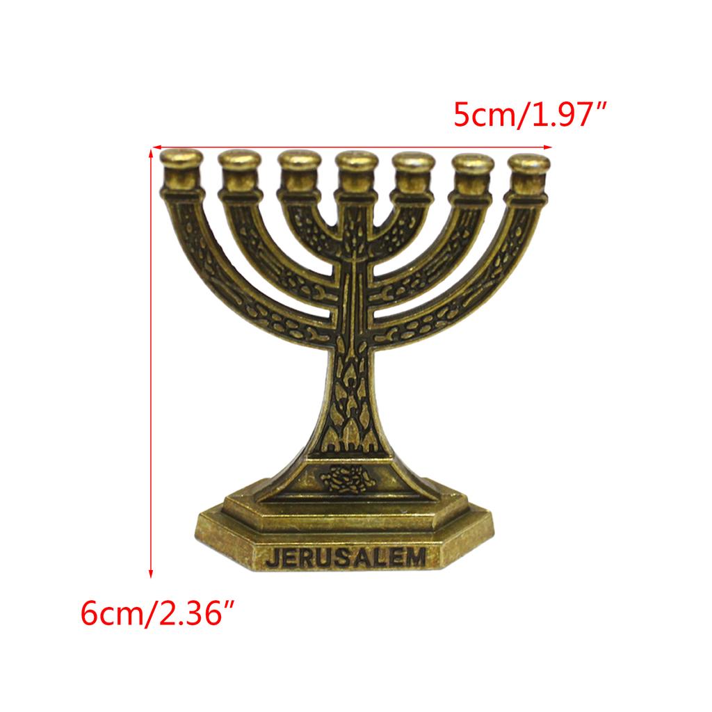 12 Tribes of Israel Menorah Jewish 7 Branch Candle Holder Jerusalem Temple Candlestick Religious Candelabra for Church