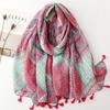 Luxury Women Viscose Scarf Four Seasons Available Designer Shawl Cotton Linen Feeling Tassel Pashmina Muslim Hijab Wrap Floral
