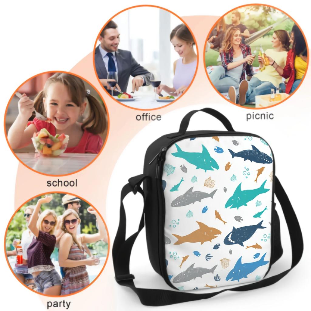 Marine Starfish Ocean Sea Fish Insulated Lunch Box Cute Animal Underwater Lunch Bag Food Container for Boys Girls School Travel