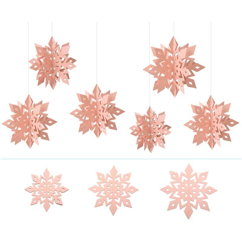 6Pcs 3D Snowflake Pendant Paper Christmas Snowflake Pendant Snowflake Pendant Holiday Party Decorations