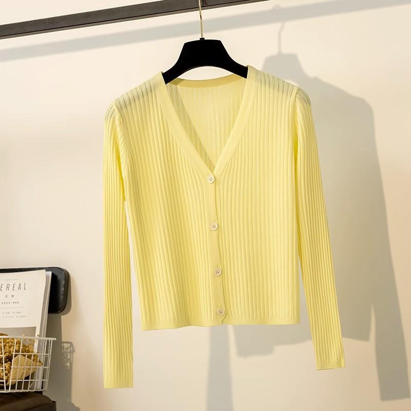 Летний тонкий солнцезащитный кардиган Ice Silk Knitted Cardigan, короткая шаль, куртка-рубашка с кондиционером