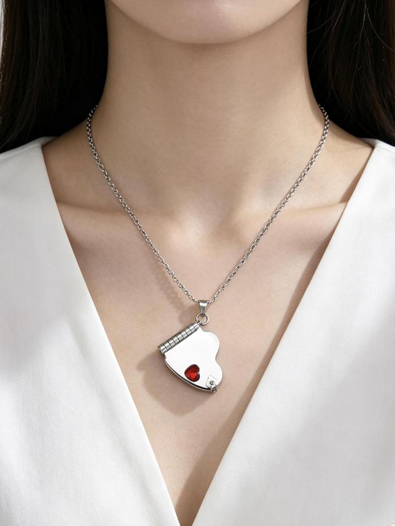Stainless Steel Book Necklace with Photo Frame Pendant - DIY Engraved Couple or Parent-Child Cross-border Ornament Collection