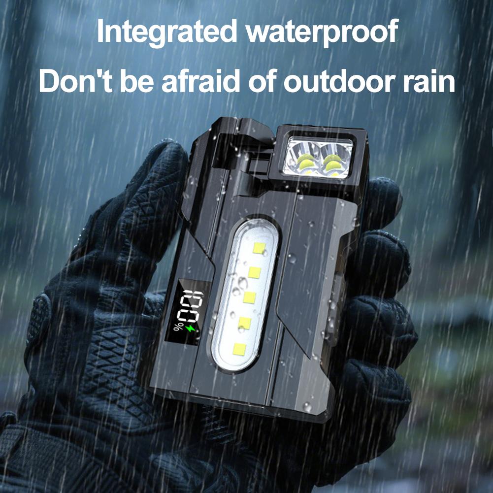 1Pcs Portable Flashlight Super Bright USB Rechargeable LED Flat Magnet Torch with LCD screen Emergency Light for Camping Hiking