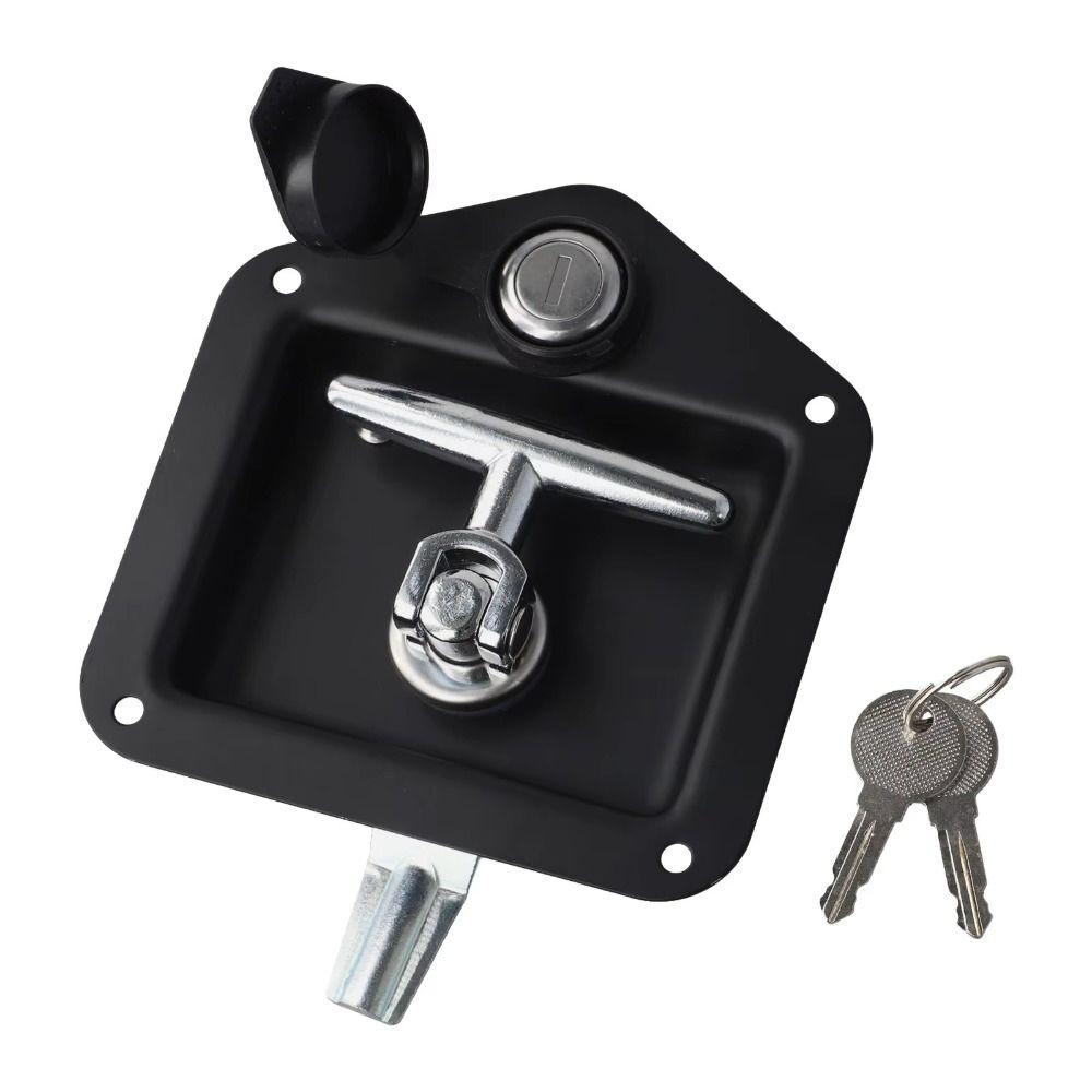 Compact T-handle Lock Black Stainless Steel Lock Secure Tool Folding Lock Door