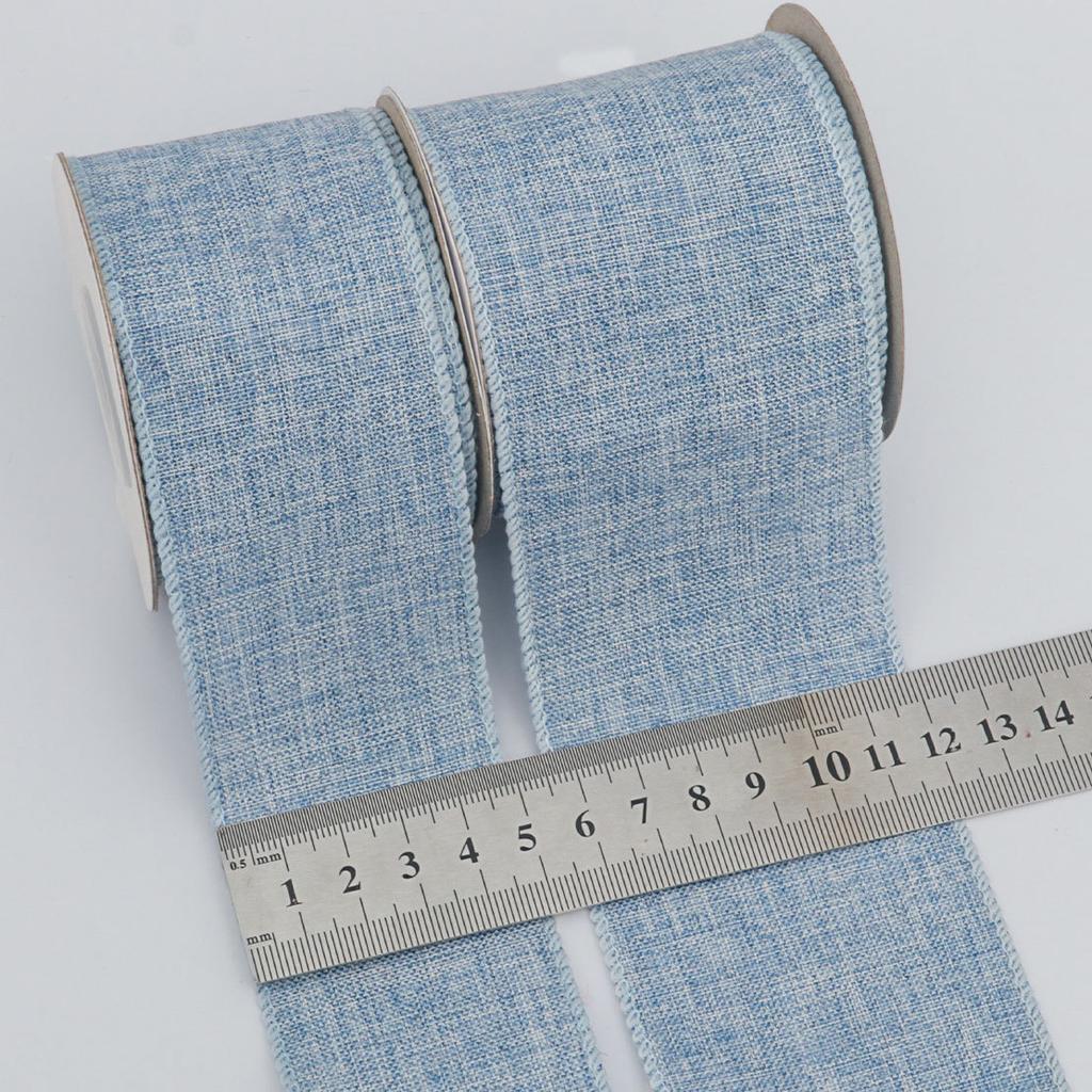 Decorative Romantic and Cozy Solid Color Christmas Day Decoration Ribbon Plaid Ribbon Imitation Hemp Ribbon Wire Edge Imitation Hemp Woven Ribbon