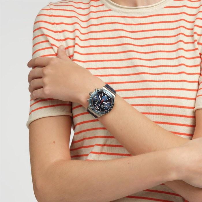 [Swatch] New Irony Chrono BLUE GRID YVS454 Men's Watch