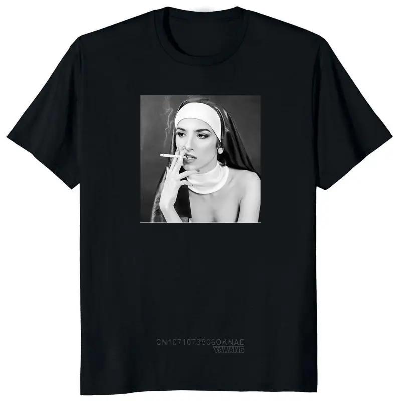 Nun Smoking Drinking T Shirt Funny Cool Designer Summer Top Gift Present Cotton Tshirt Summer Fashion T-shirt