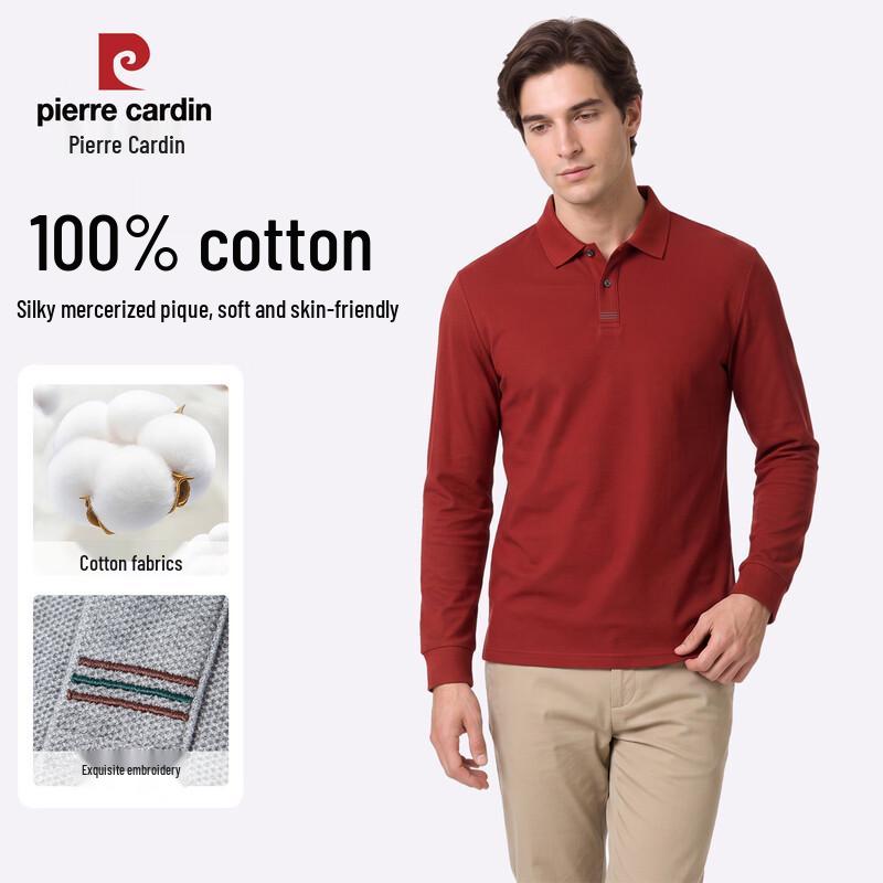 Pierre Cardin Мужская футболка-поло с длинным рукавом из мерсеризованного хлопка