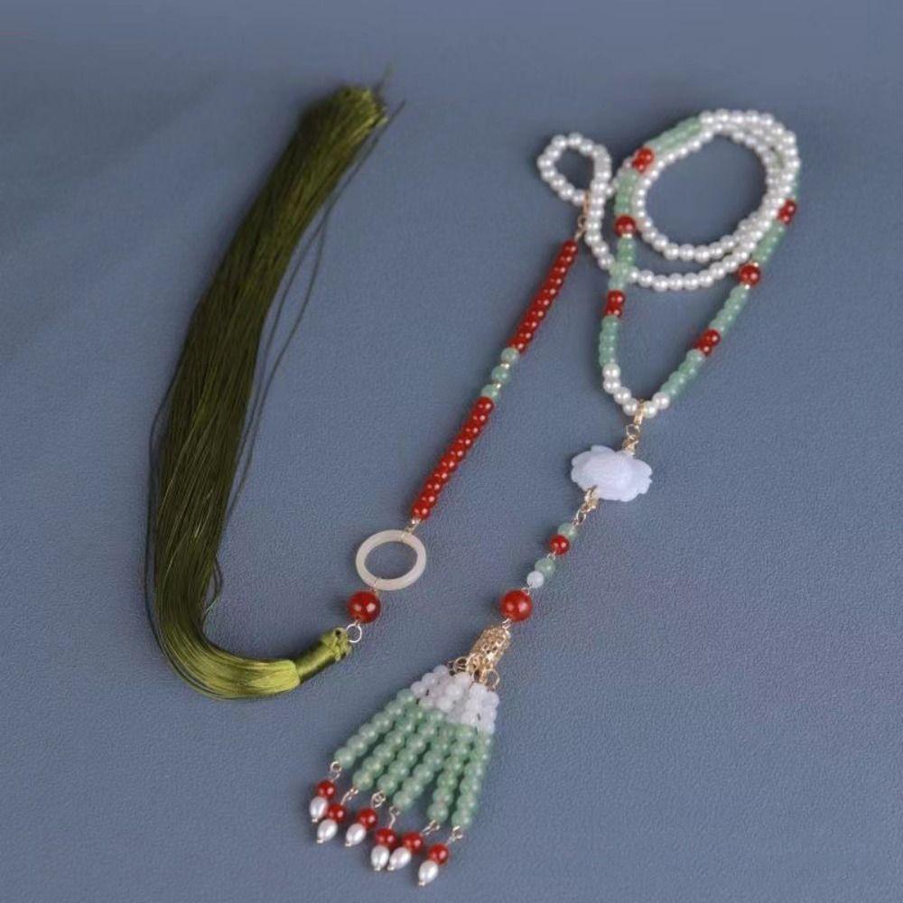Chinese Style Hanfu Ruyi Pendant Tang Ming Song Dynasty Long Tassel Necklace Girls