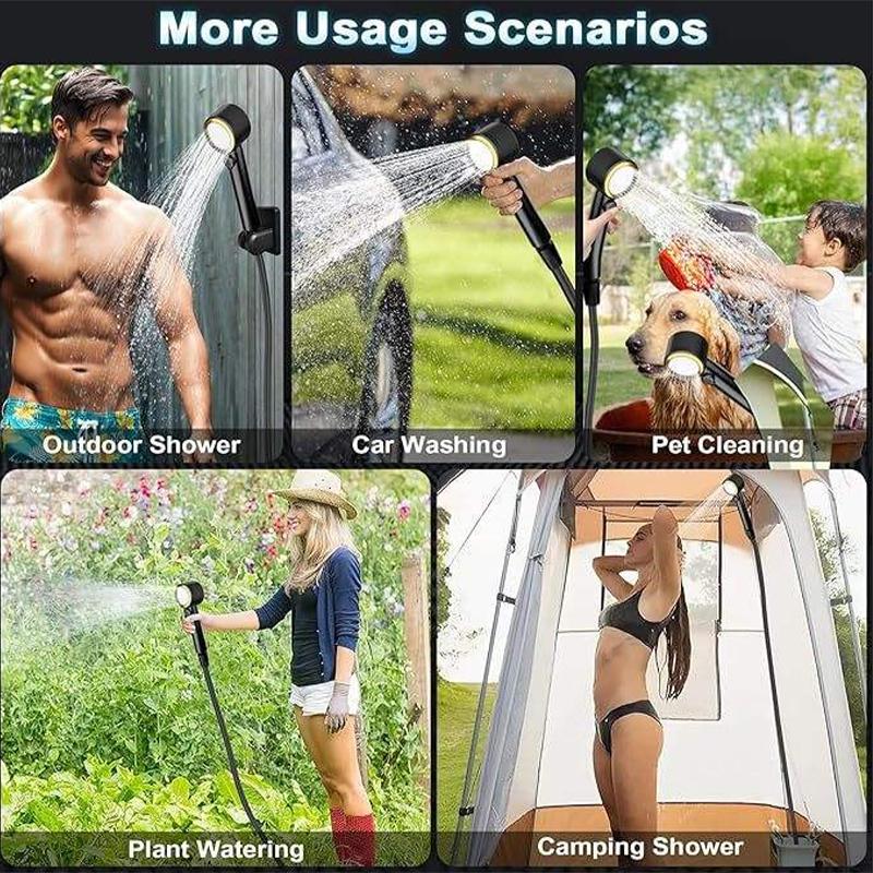 8000mAh IPX8 Waterproof Electric Rechargeable Shower Pump with Display 5 Spray Modes Portable Shower for Camping Outdoor Bathing