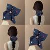 Blue Denim Button Square Towel Large Intestine Hair Band Fashion Niche Design Sense Headrope Ponytail Hair Lazy Style Hair Accessories