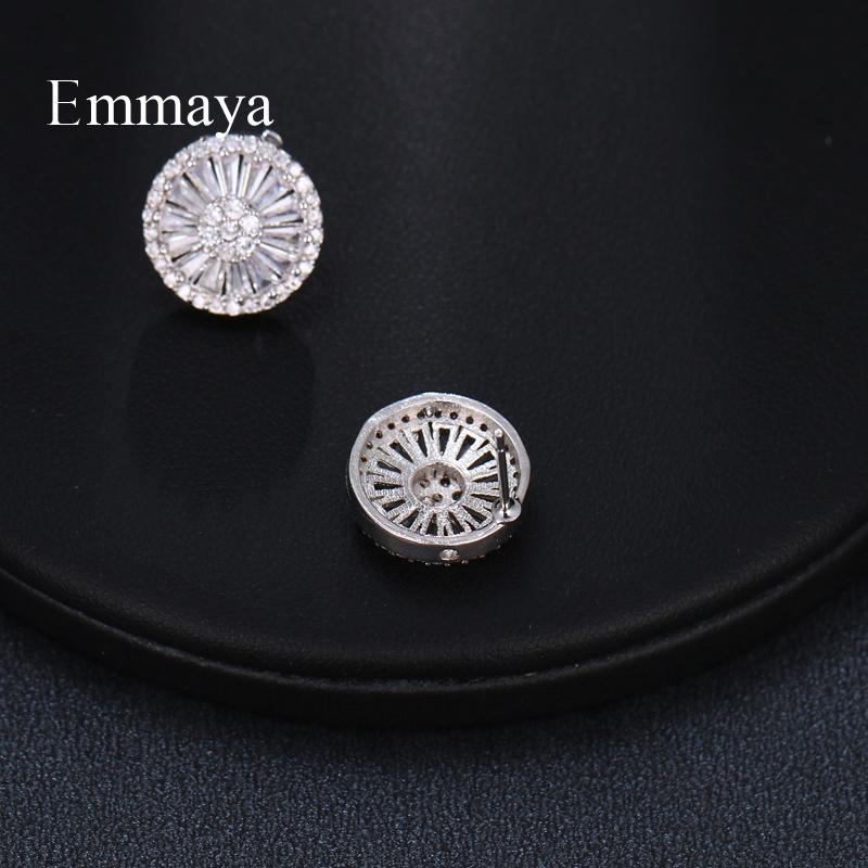 Emmaya Classic Circular Round Shape Outmost With Cubic Zircon And Radial Range Inside For Female Simplicity Model Stud Earring