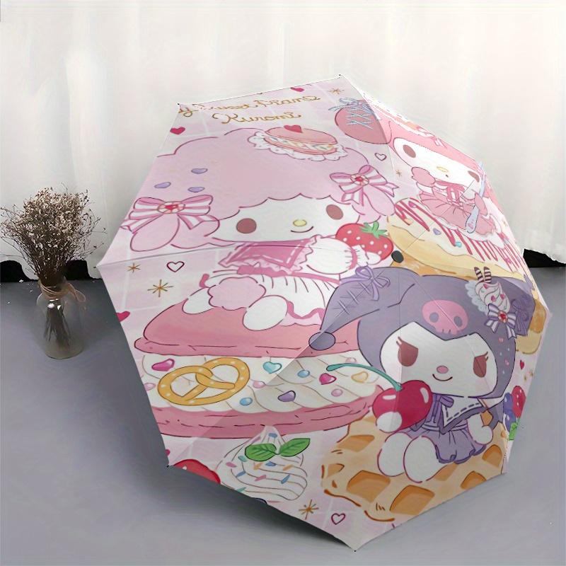 Donut Sanrio Automatic Opening and Closing Cartoon Umbrella - Small Umbrella Suitable for Various Occasions, Portable 3-Fold Small Umbrella for Men an