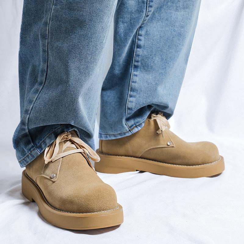 Туфли дерби с большой головой Мужские модные туфли с круглым носком Винтажные ботинки Мартина Рабочие ботинки Высокие дезерты 4729-R