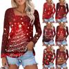 Рубашка для женщин, модная, повседневная, с квадратным вырезом, длинным рукавом, свободная, с рождественским принтом, женская футболка, топ