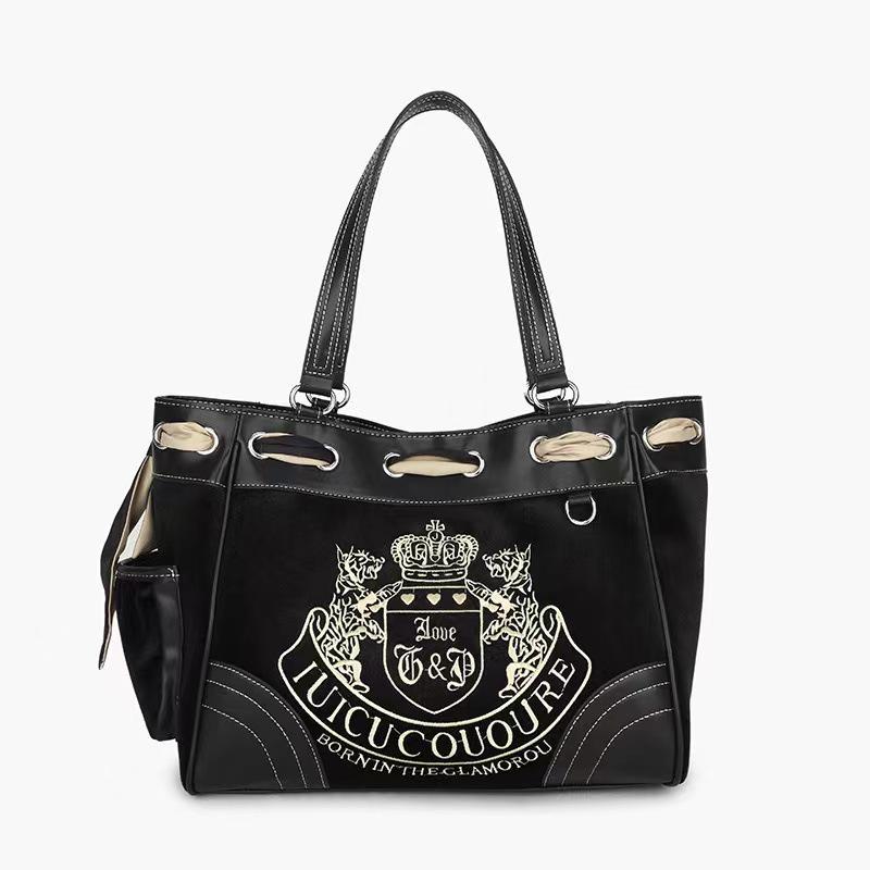 Большая вместительная сумка-тоут в стиле ретро из бархата с вышивкой