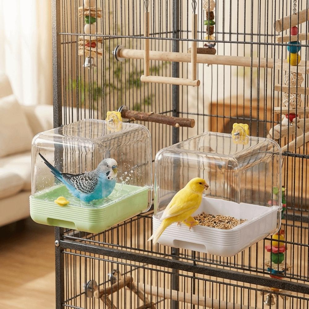 Transparent Parakeet Bathtub Space Saving Bird Water Food Bowl Bird Bathing Bowl Outdoor