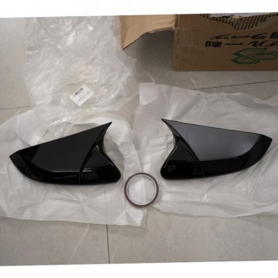 2x Glossy Black OX Horn Rear View Mirror Cover Cap Trim For Honda Civic 16-2021