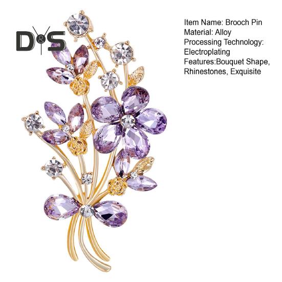 Женская элегантная брошь в форме букета, блестящие стразы, инкрустированная булавка, воротник костюма, шаль, шарф, значок, аксессуары для костюма